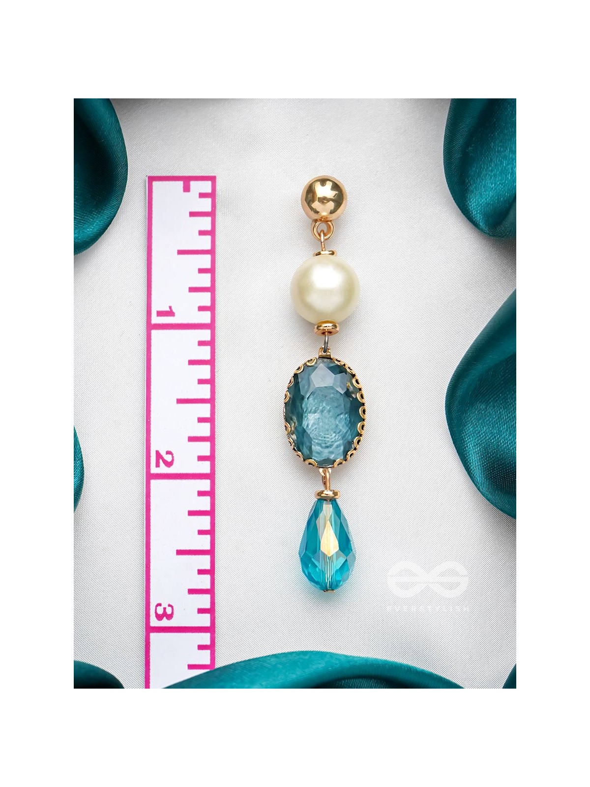 The Azure Allure- Golden Embellished Earrings