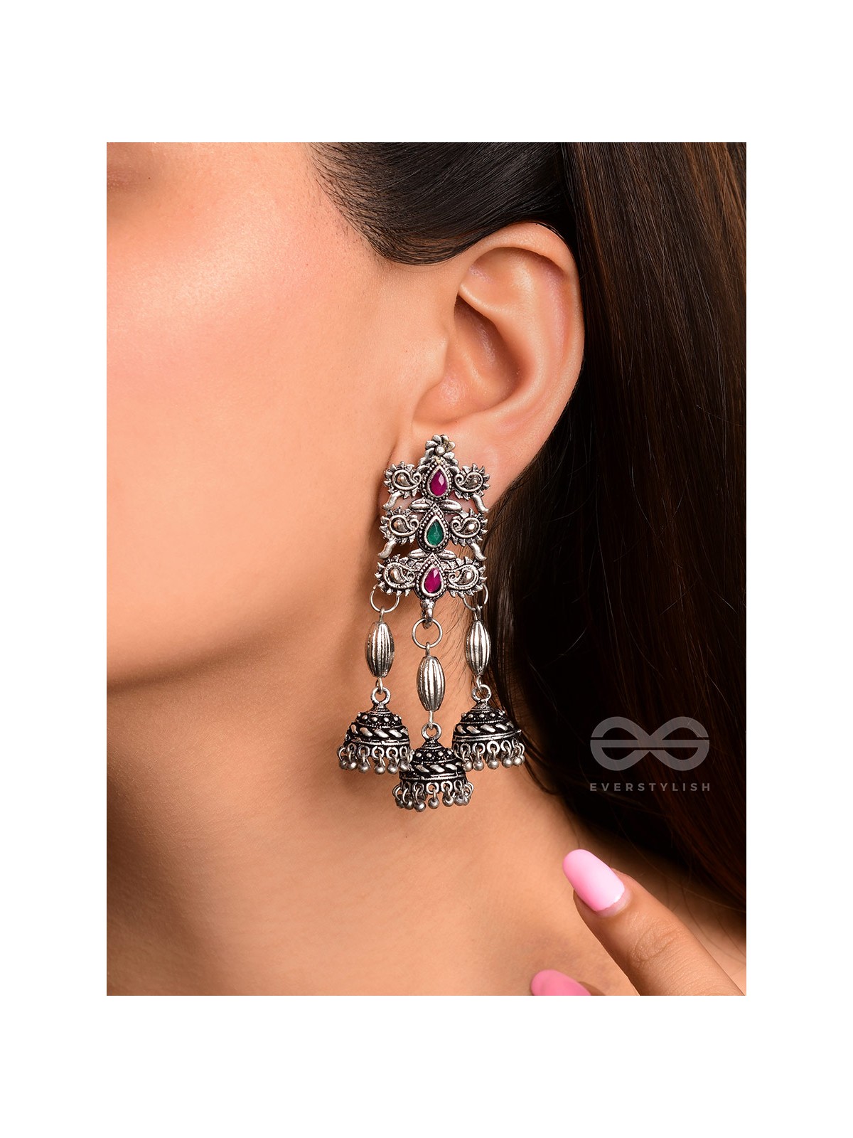 The Splendid Shrine- Oxidised Jhumka Earrings