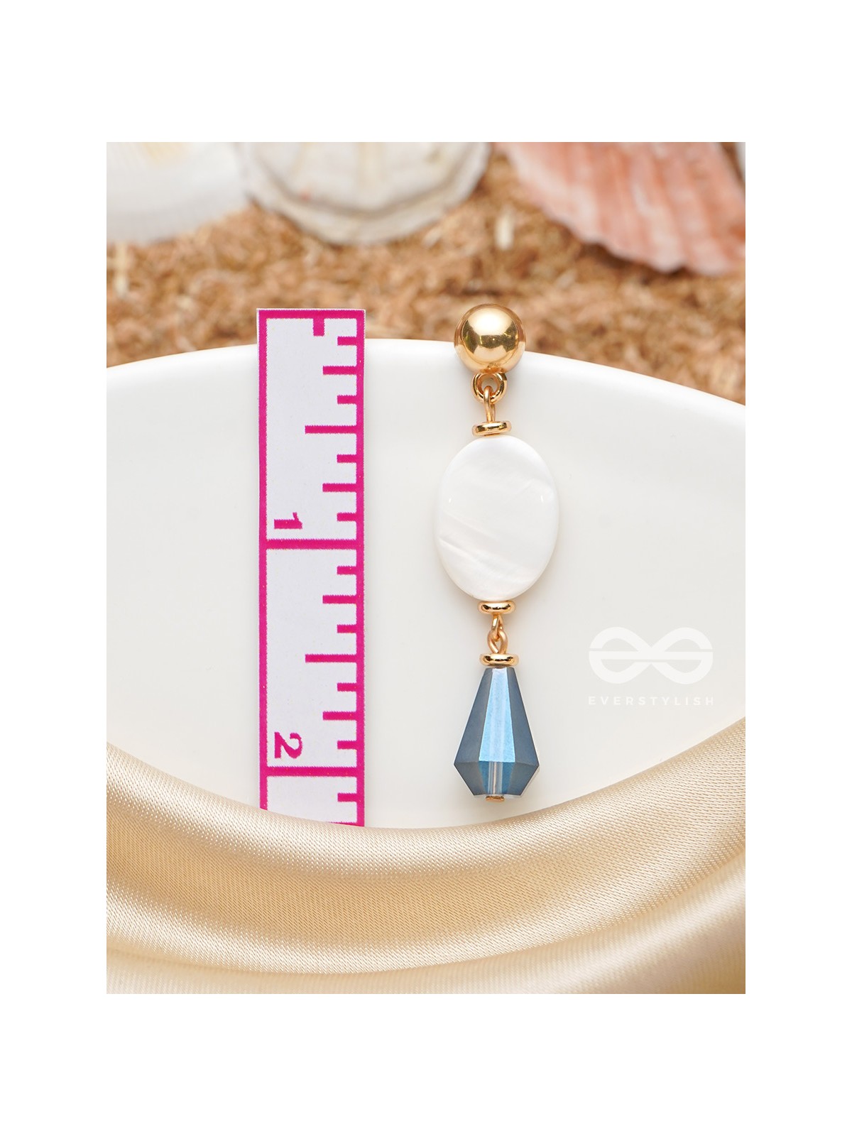 The Midnight Sea- Golden Shell & Beads Earrings