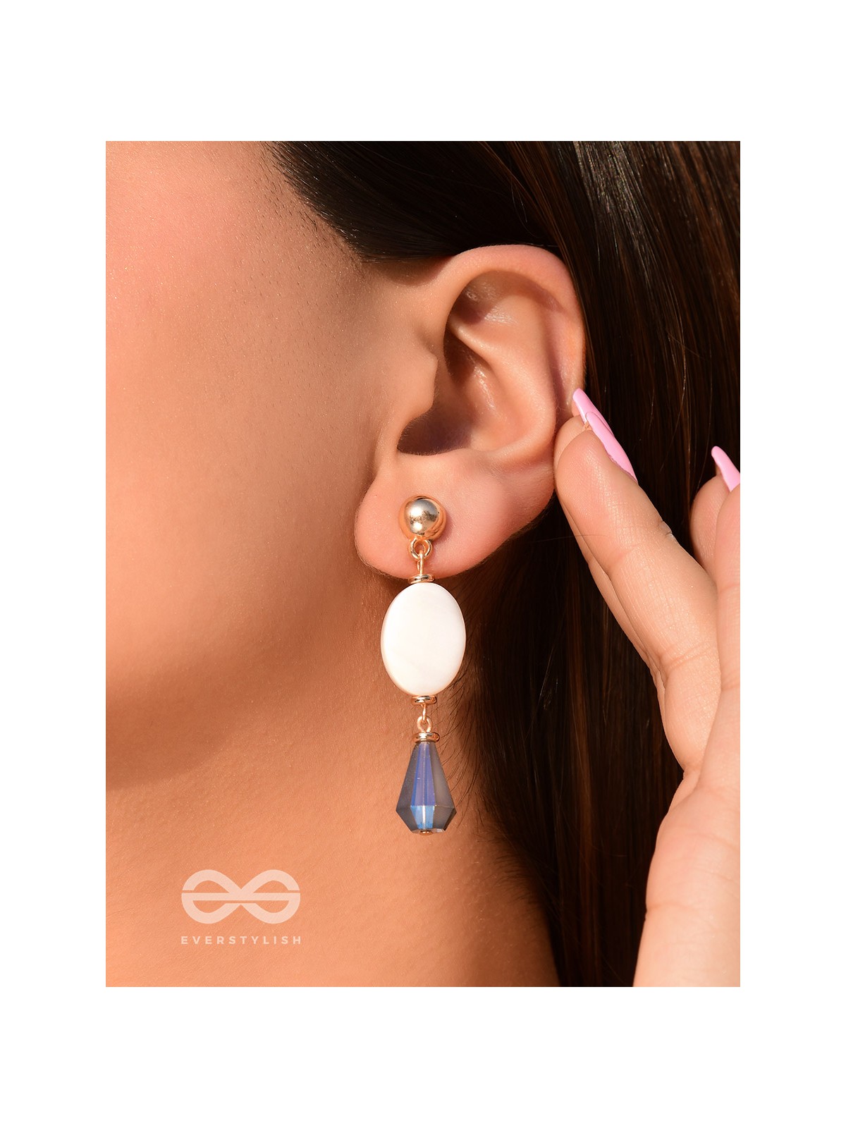 The Midnight Sea- Golden Shell & Beads Earrings