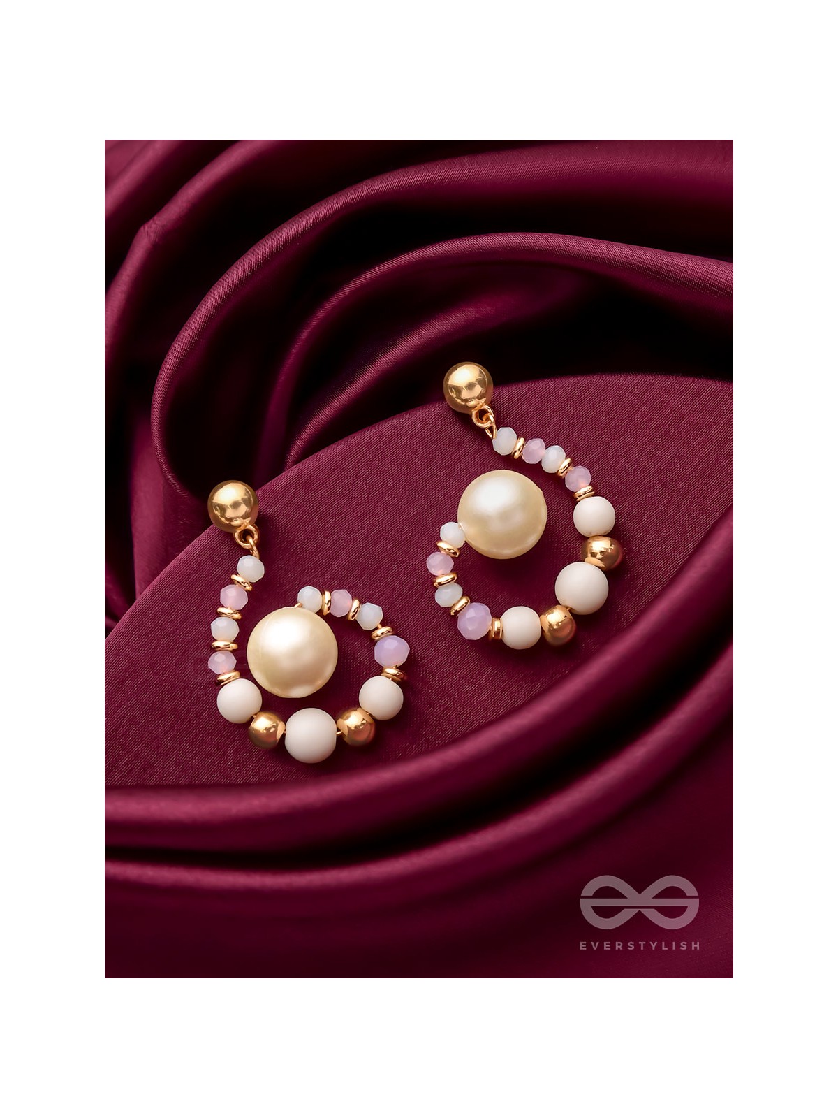 The Snow Flurry- Golden Pearl Earrings