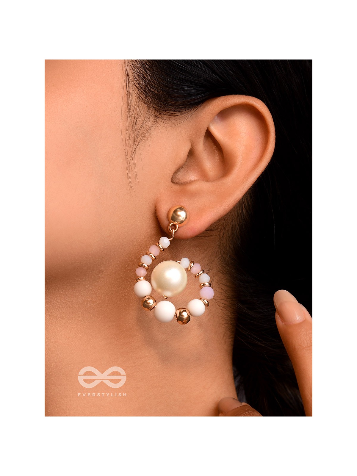 The Snow Flurry- Golden Pearl Earrings