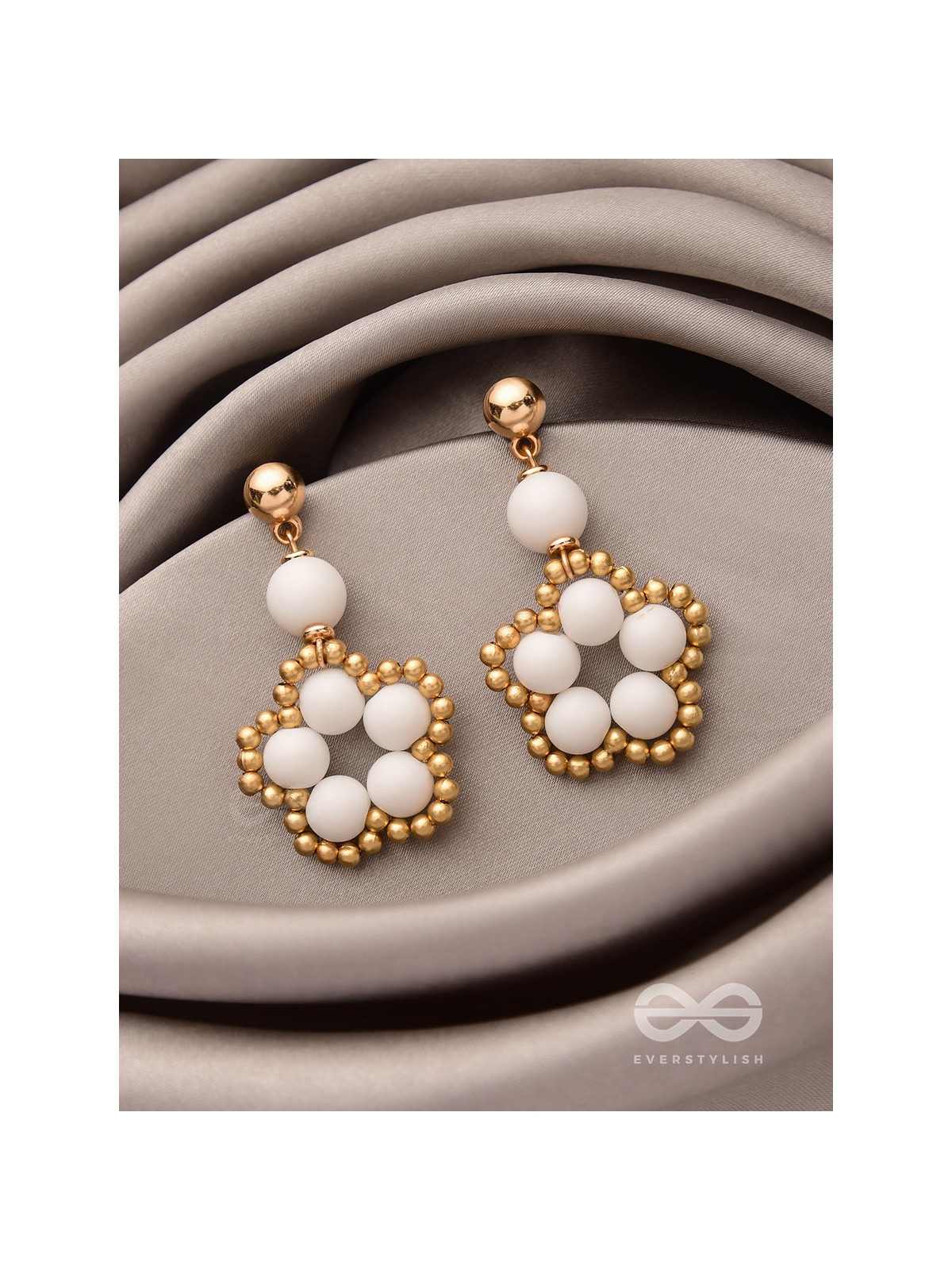 The Winter Bloom- Golden Embellished Earrings