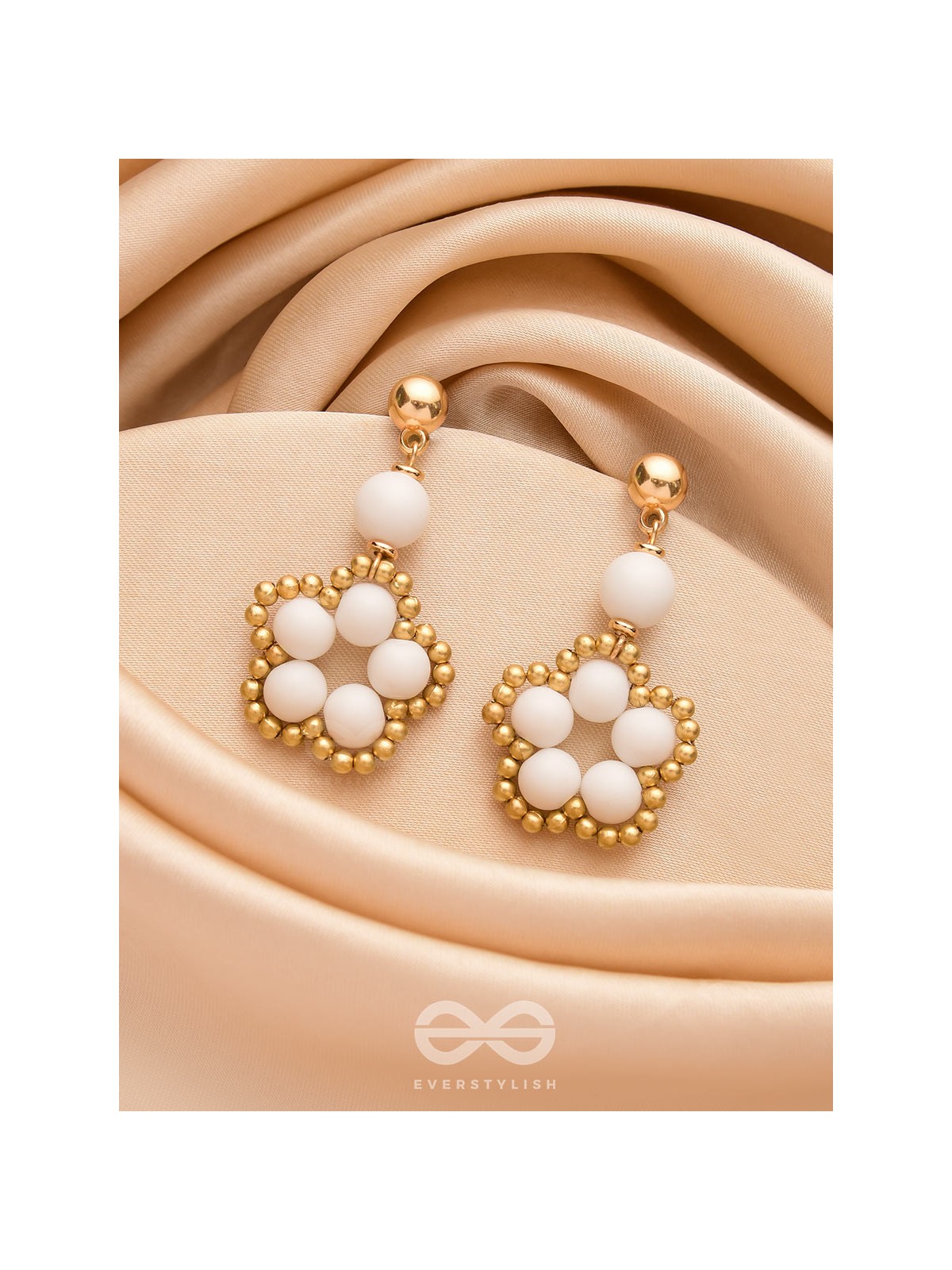 The Winter Bloom- Golden Embellished Earrings