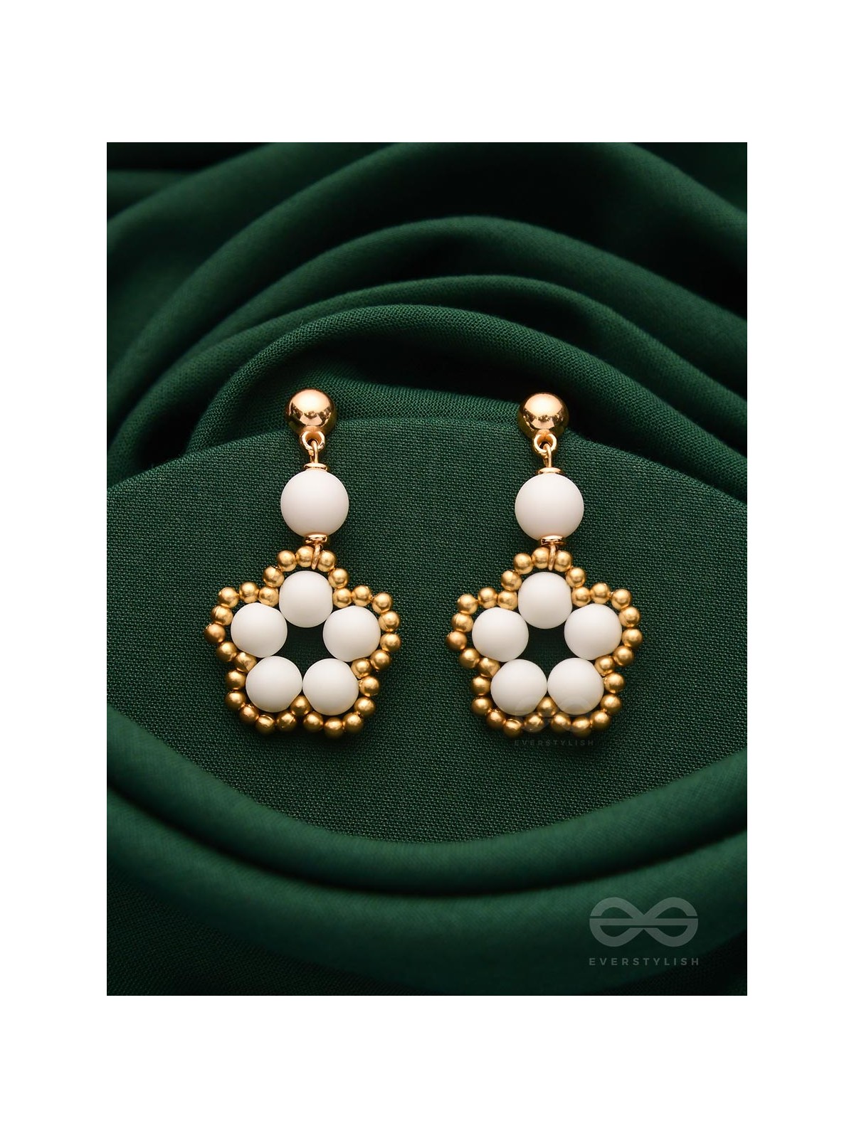 The Winter Bloom- Golden Embellished Earrings