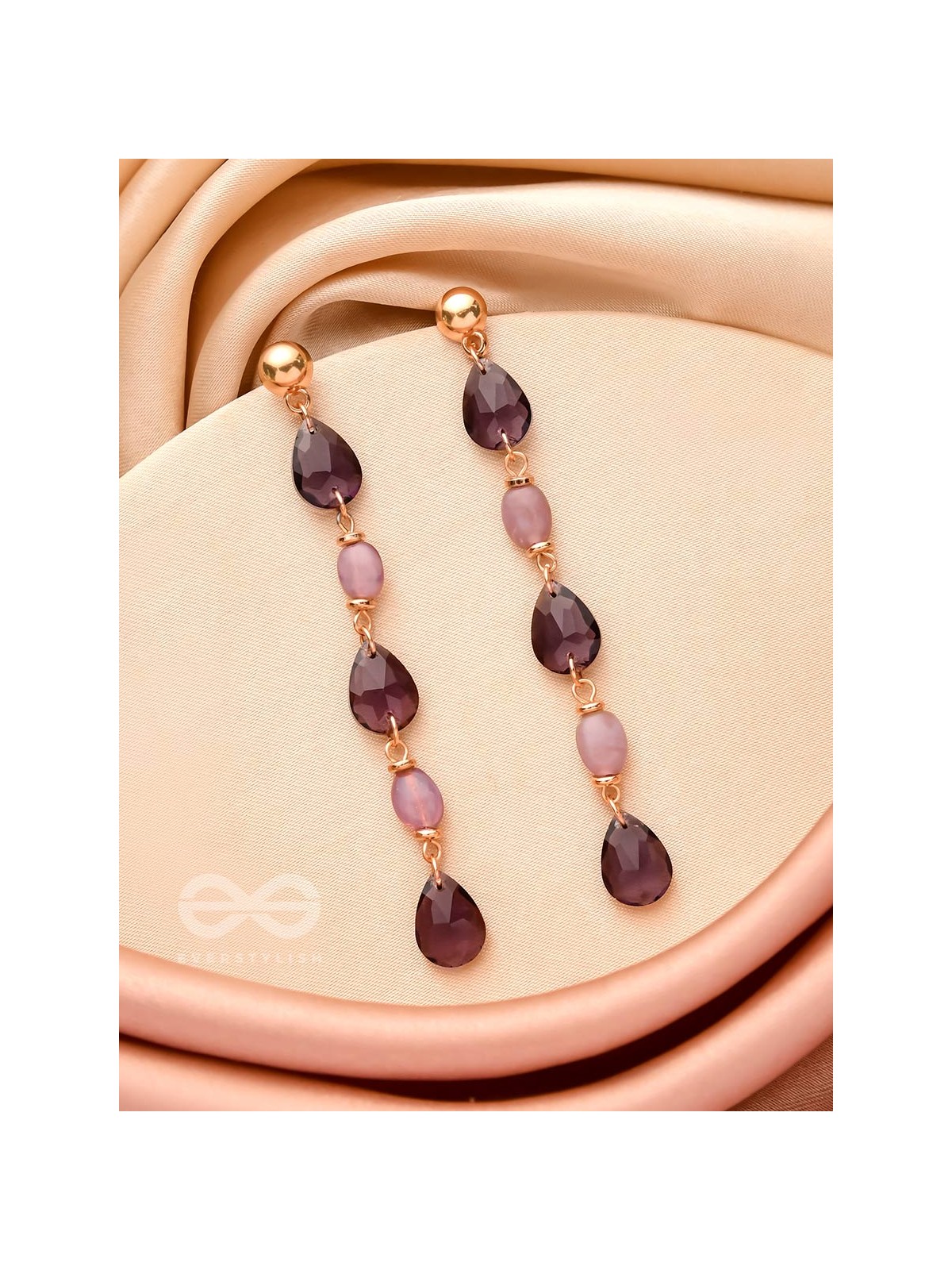 The Plum Passion- Golden Embellished Dangler Earrings