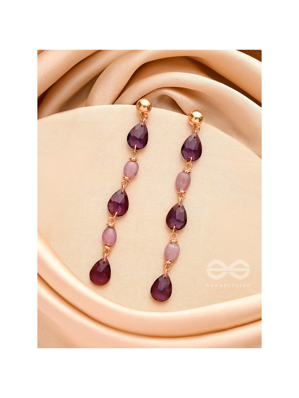 The Plum Passion- Golden Embellished Dangler Earrings
