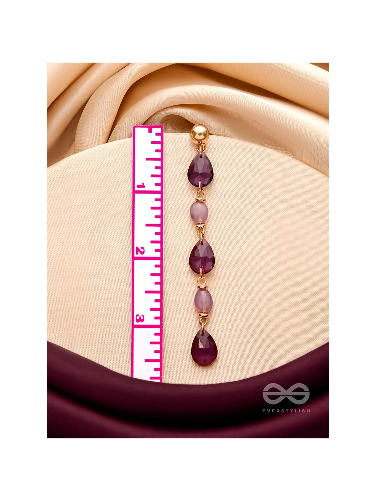 The Plum Passion- Golden Embellished Dangler Earrings