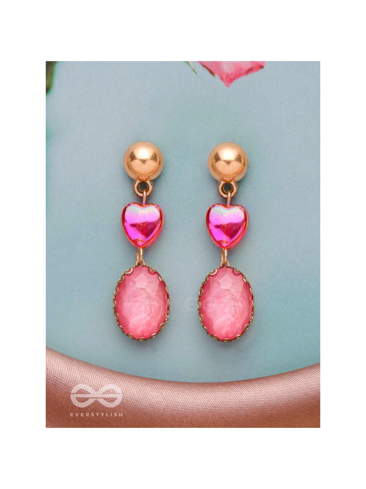 The Blushing Heart- Golden Embellished Earrings