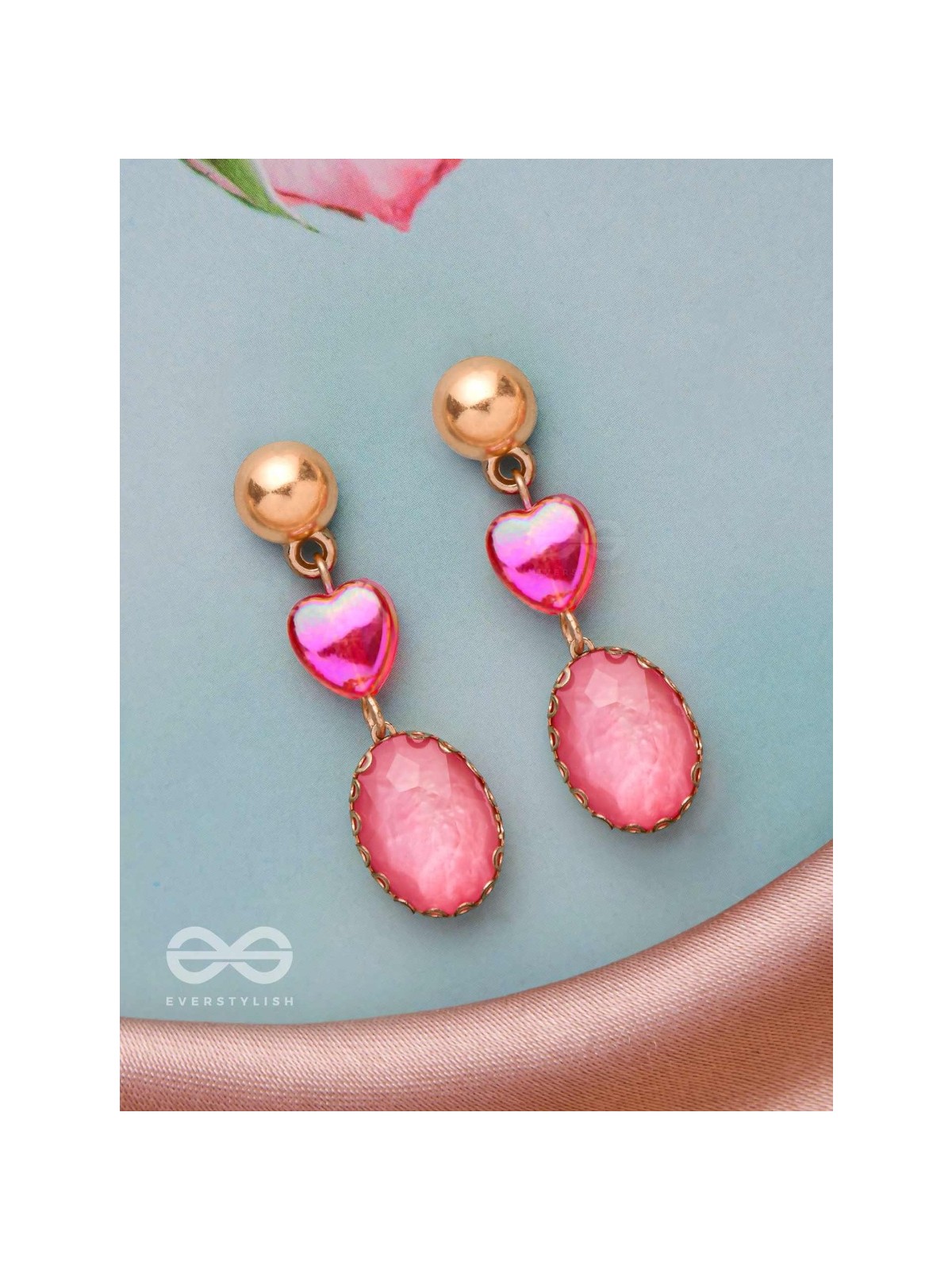 The Blushing Heart- Golden Embellished Earrings