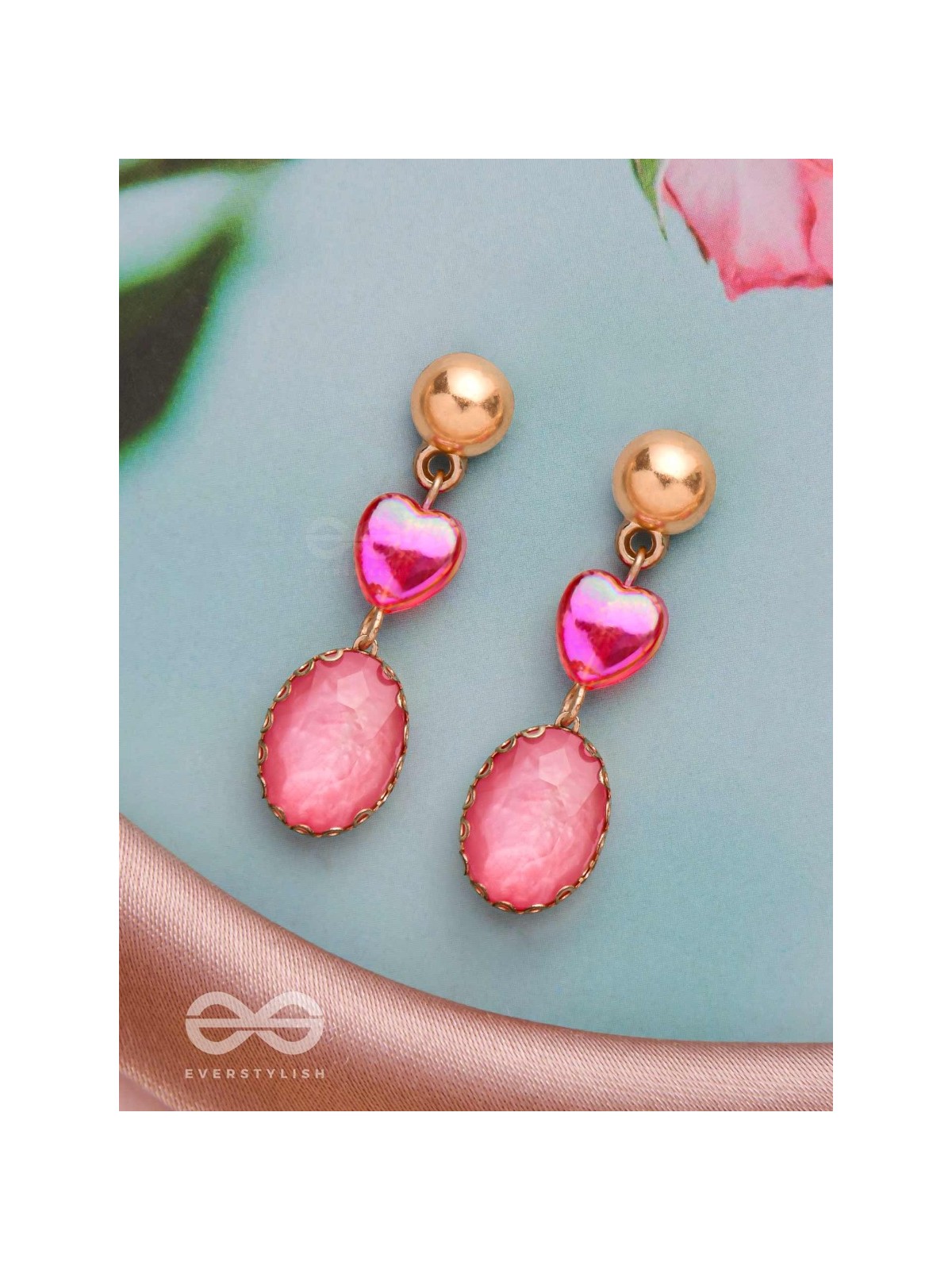 The Blushing Heart- Golden Embellished Earrings