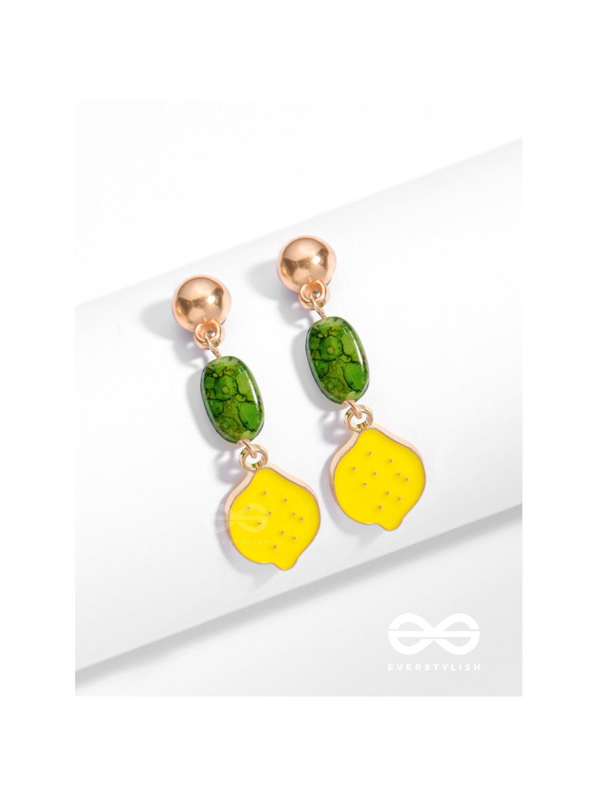 The Lemon Twist- Golden Enamelled Earrings