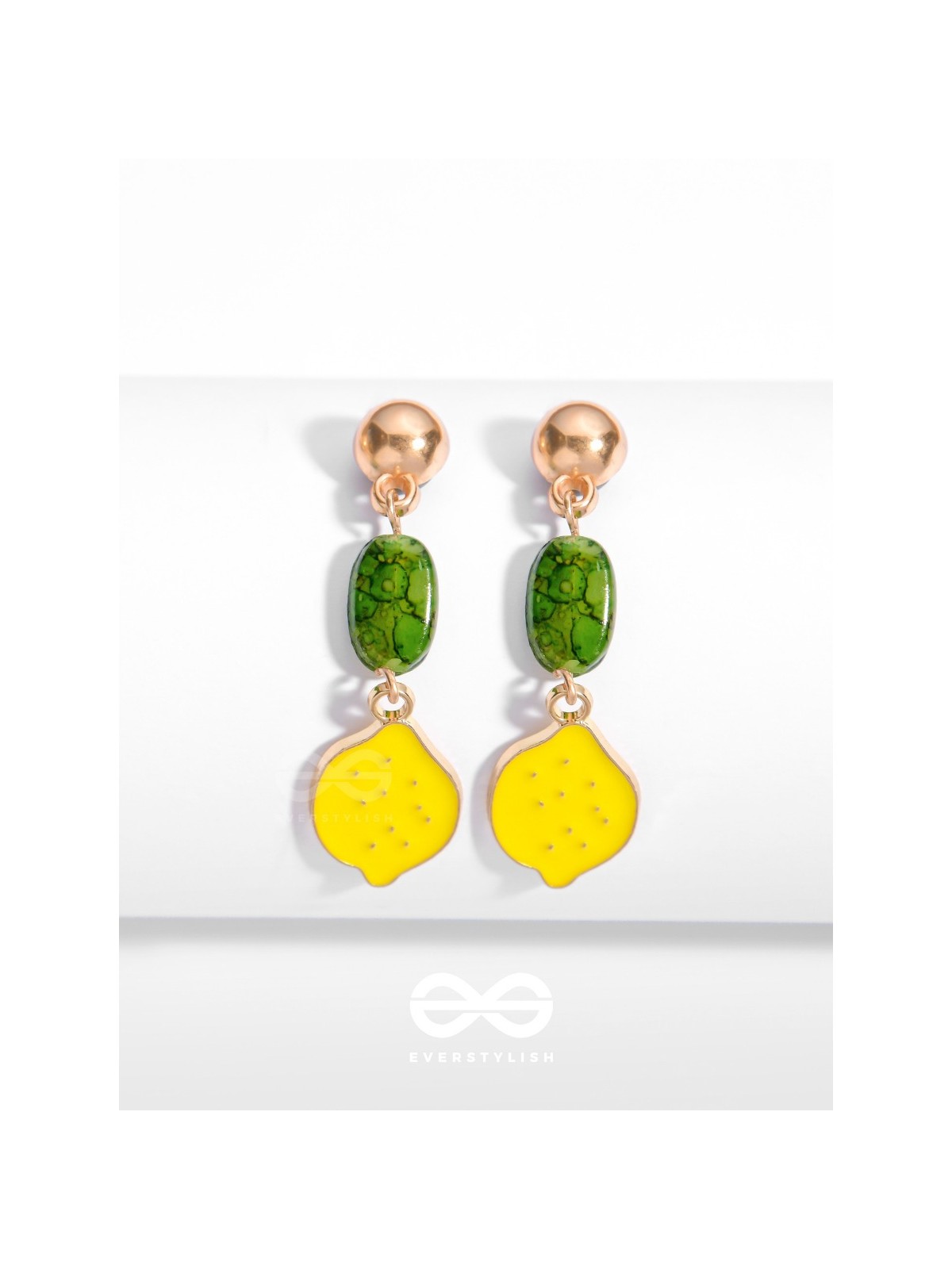 The Lemon Twist- Golden Enamelled Earrings