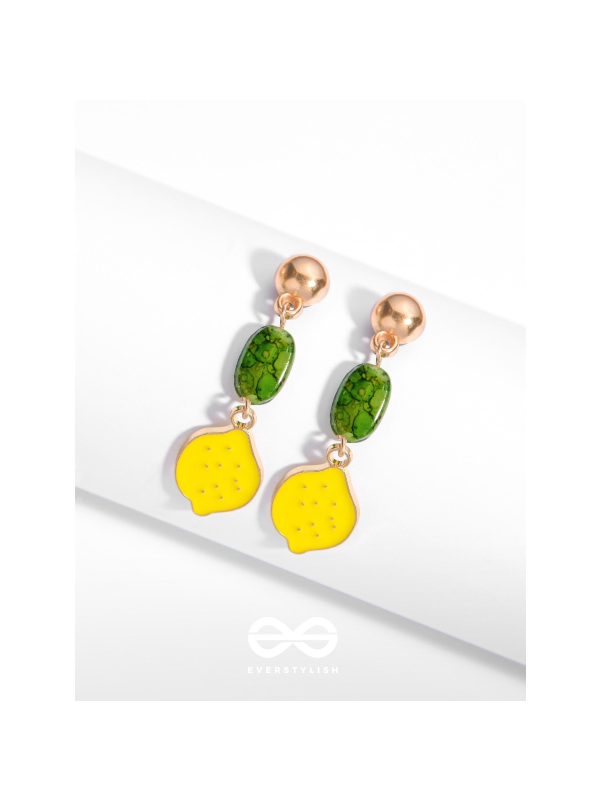 The Lemon Twist- Golden Enamelled Earrings