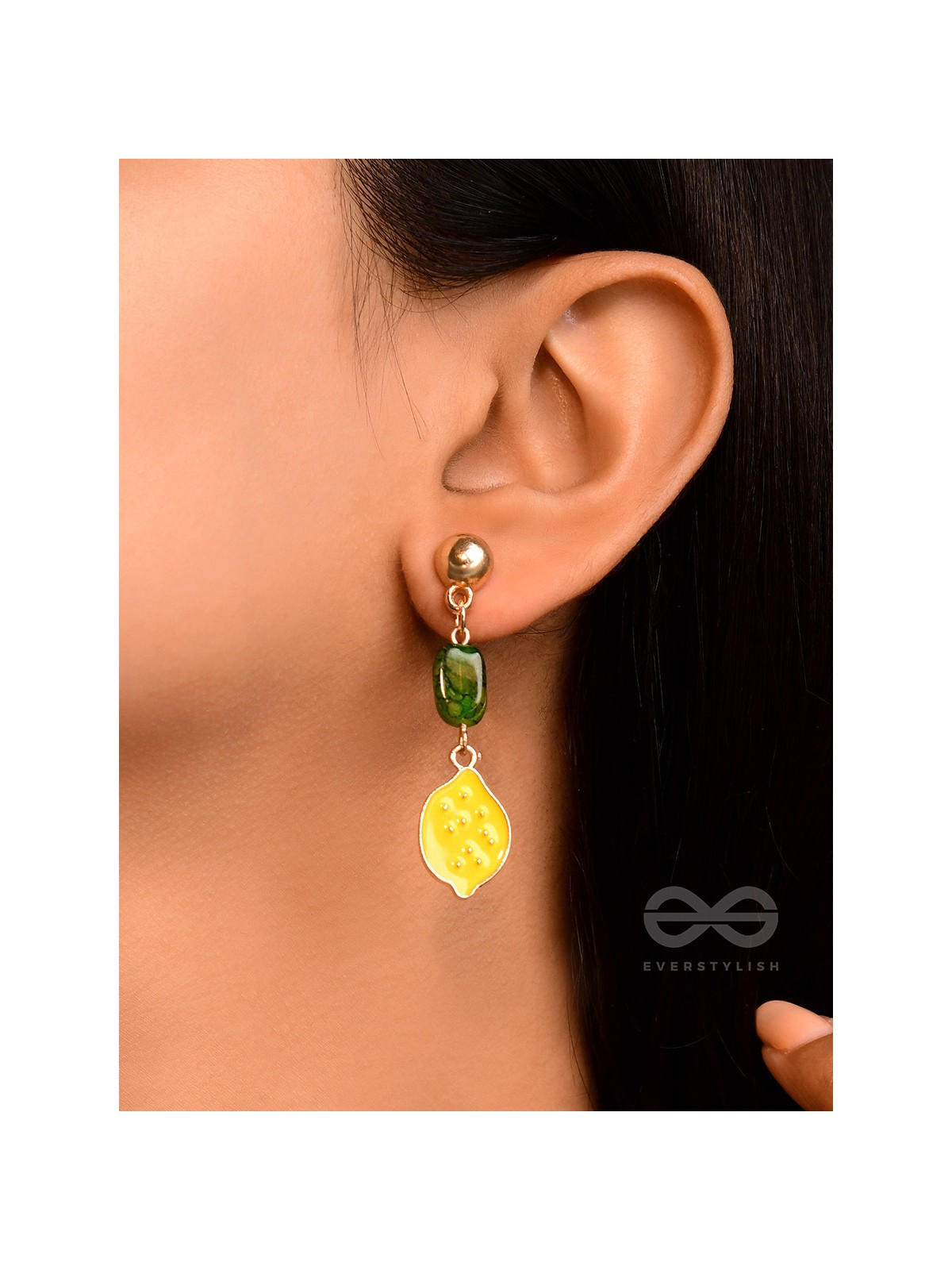 The Lemon Twist- Golden Enamelled Earrings