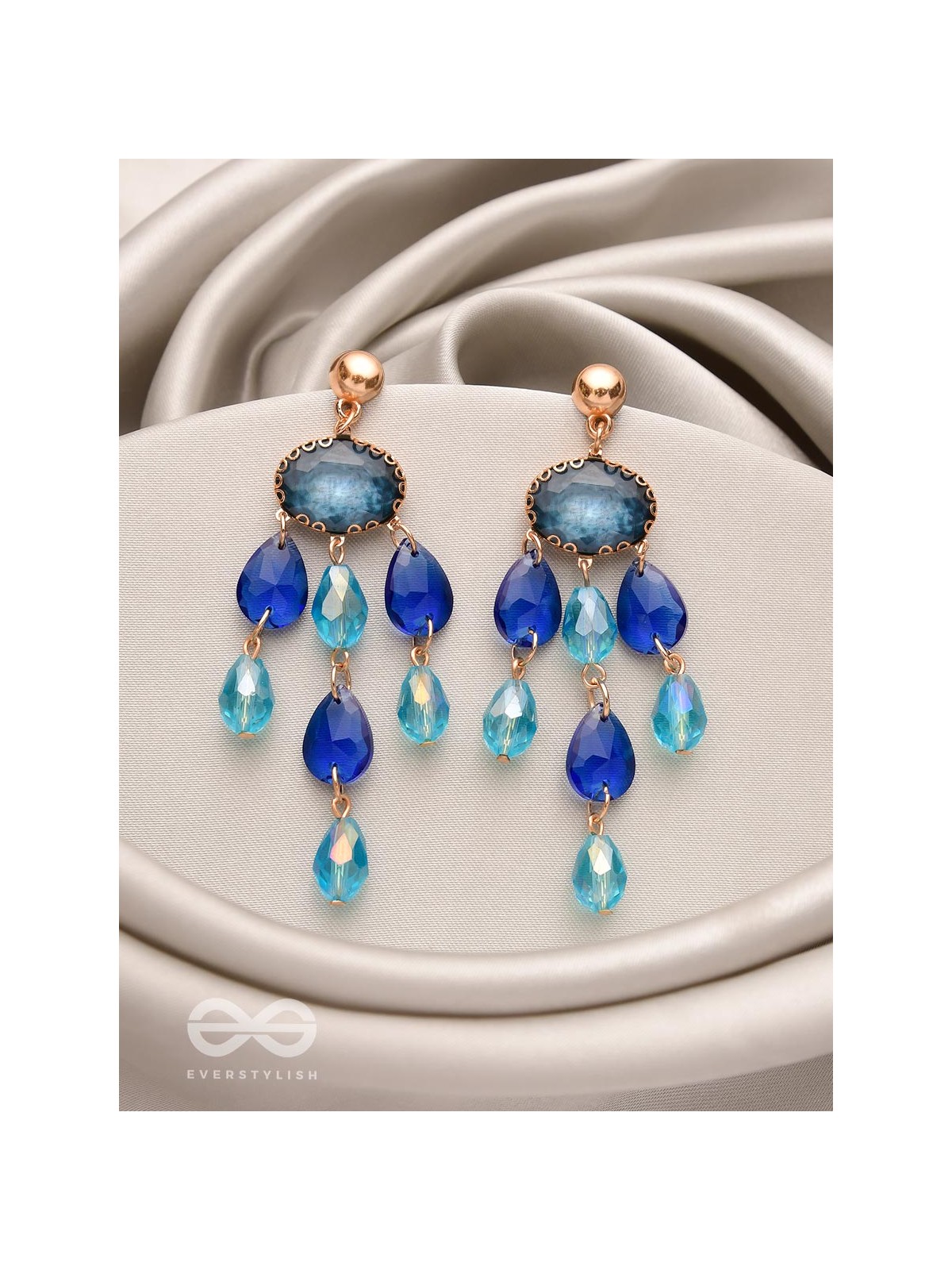 The Indigo Dreams- Golden Embellished Earrings