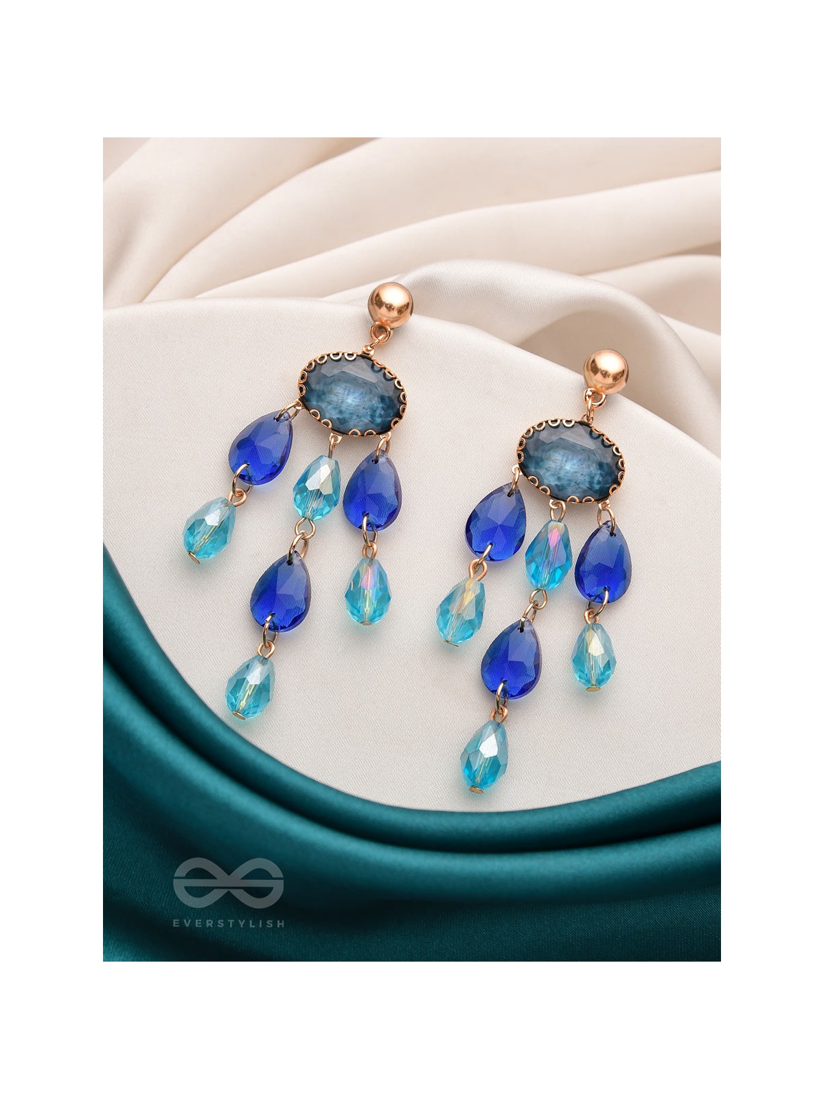 The Indigo Dreams- Golden Embellished Earrings