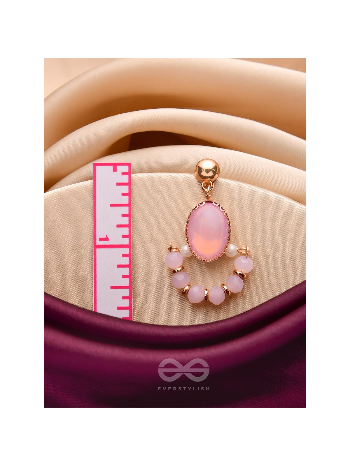 The Bubblegum Pink- Golden Embellished Earrings