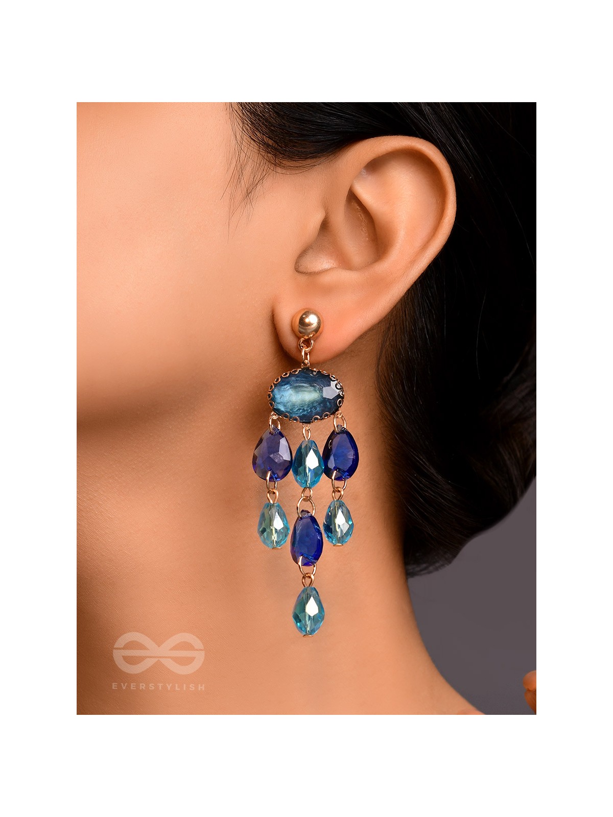 The Indigo Dreams- Golden Embellished Earrings