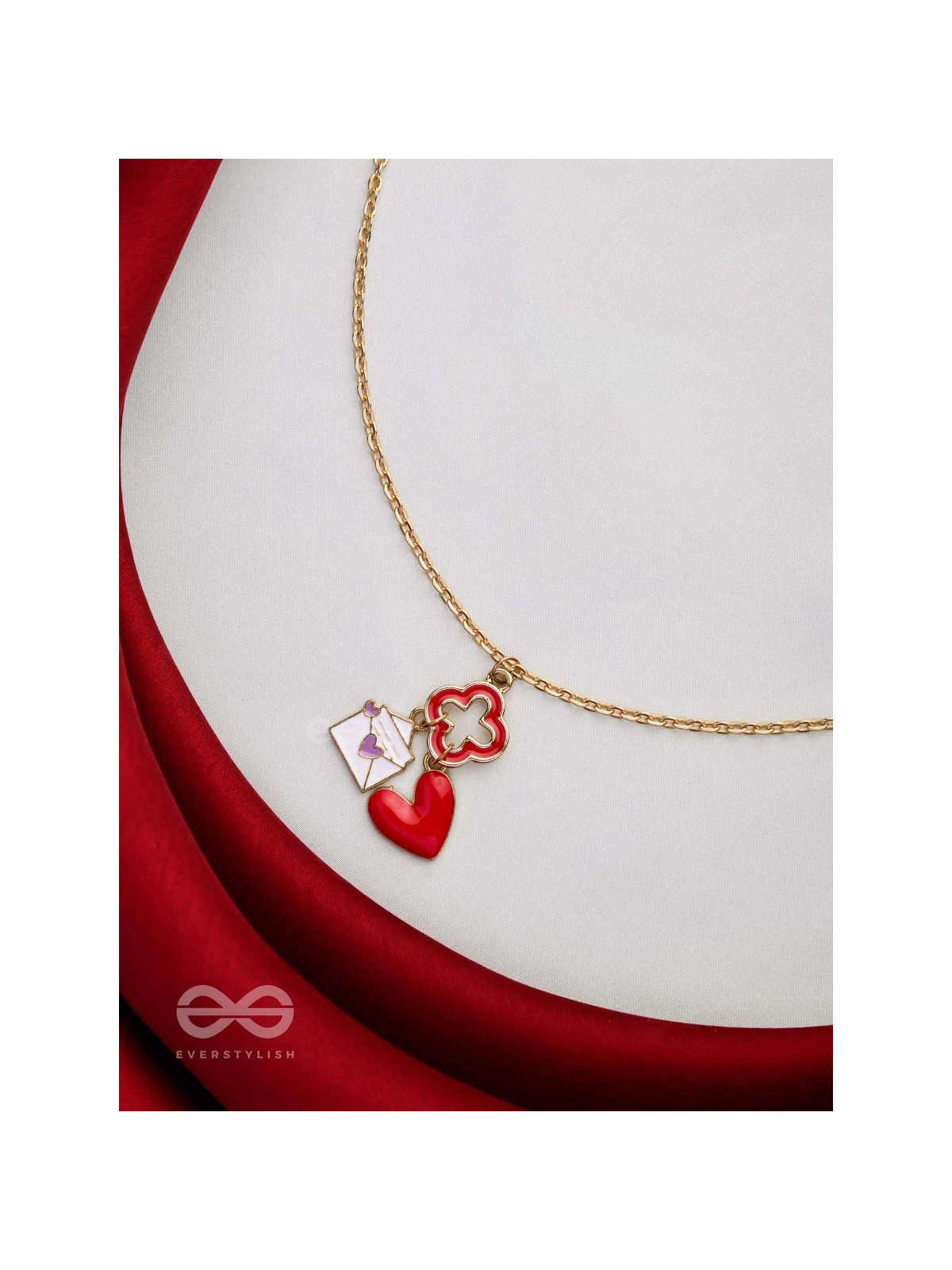 The Love Note - Golden Enamelled Necklace With Anti-Tarnish Coating 