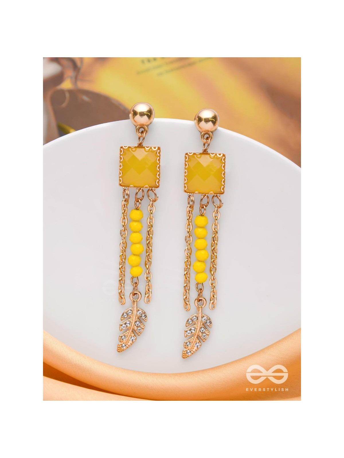 The Frosted Maple - Golden Embellished Earrings