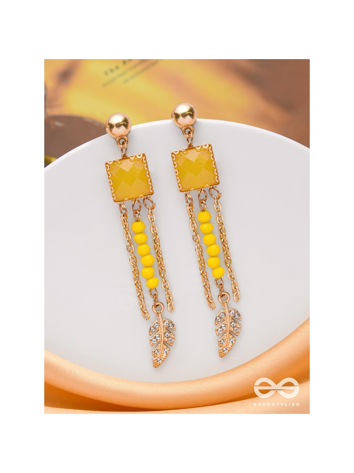 The Frosted Maple - Golden Embellished Earrings