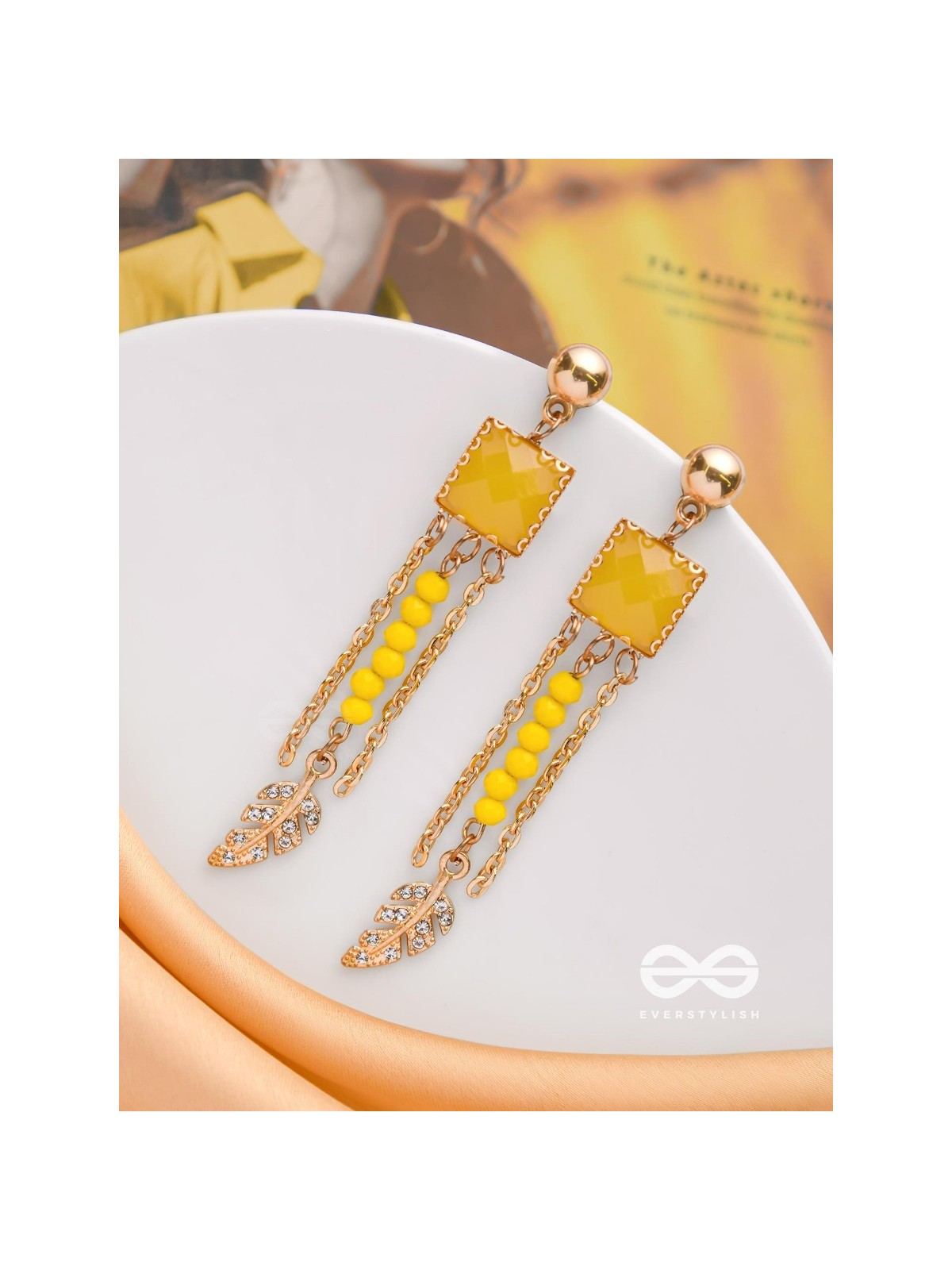 The Frosted Maple - Golden Embellished Earrings