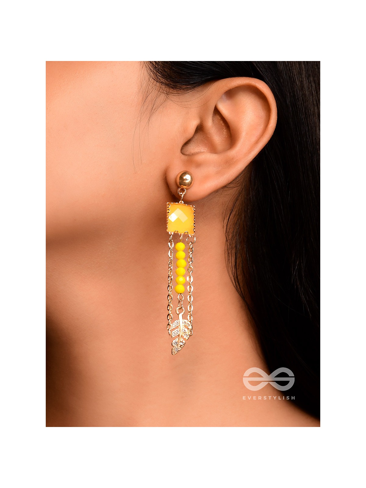 The Frosted Maple - Golden Embellished Earrings