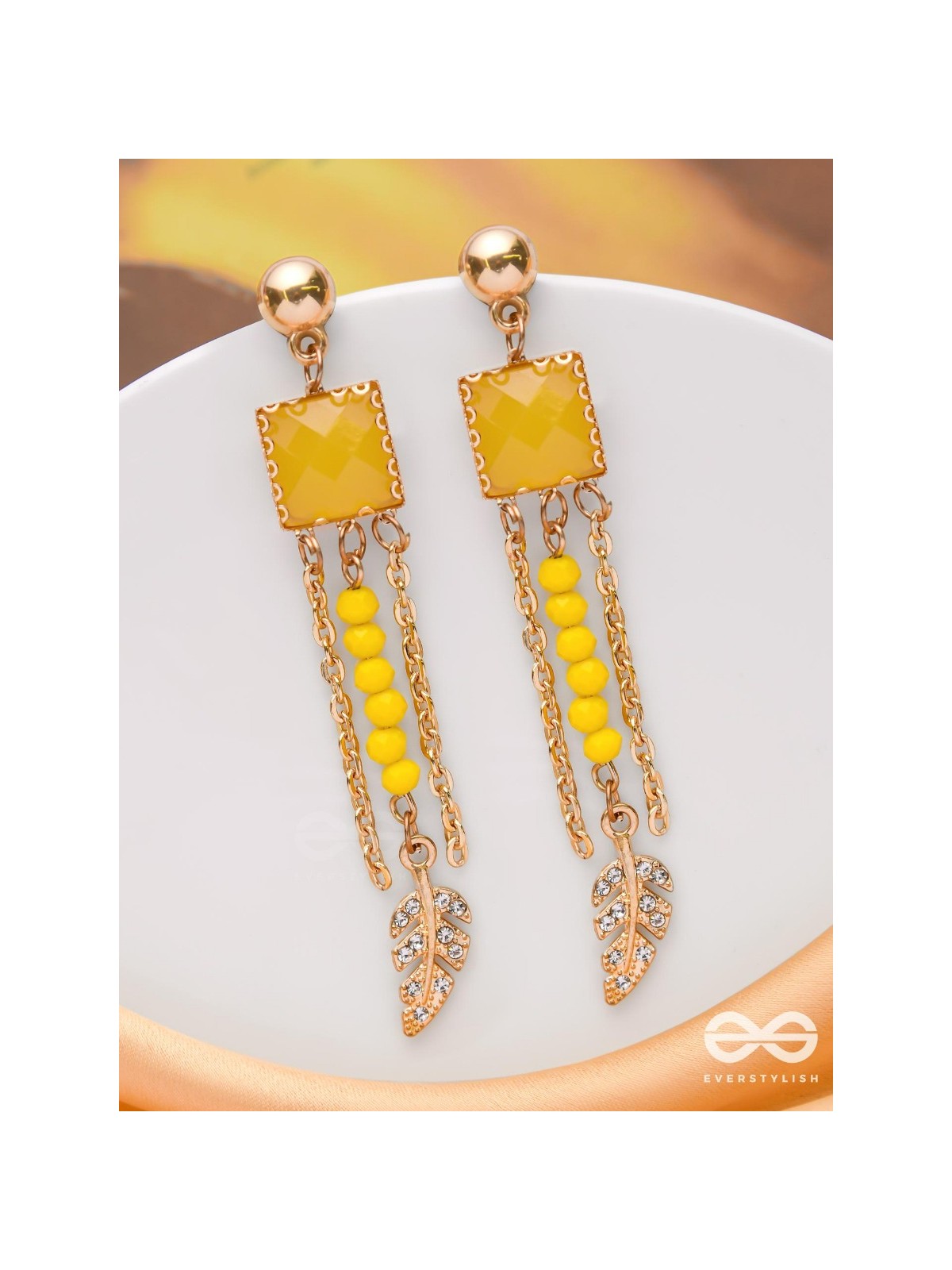 The Frosted Maple - Golden Embellished Earrings