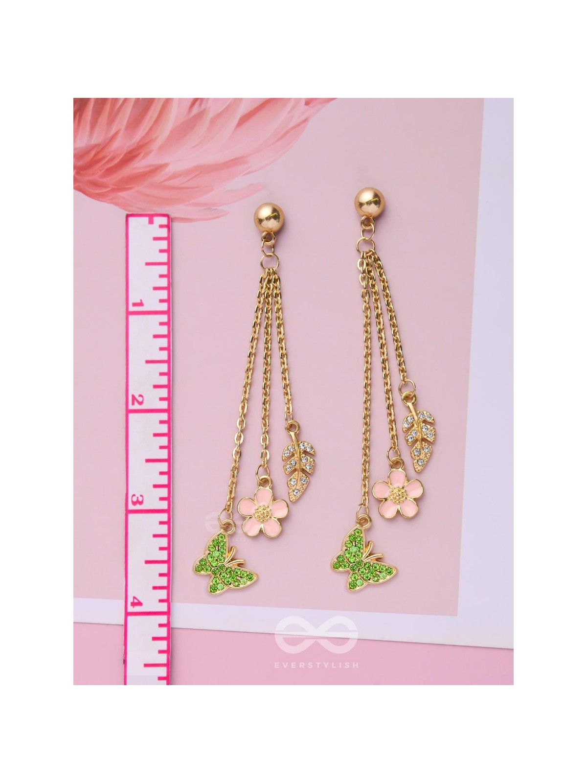 The Spring Butterfly- Golden Enamelled CZ Earrings 