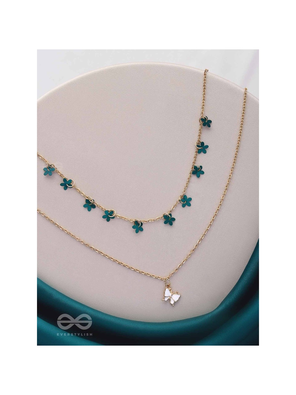 The Mystic Flutters - Golden Layered Necklace With Anti-Tarnish Coating