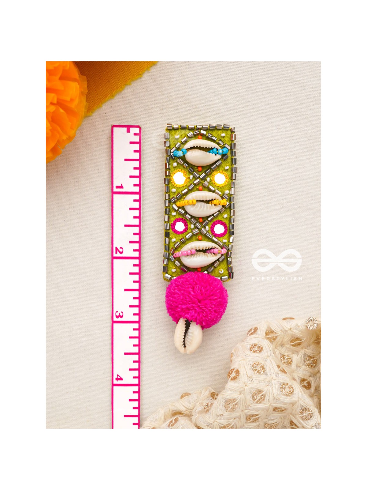 Peshika- The Shimmering Shells- Mirrors & Resham Embroidered Earrings