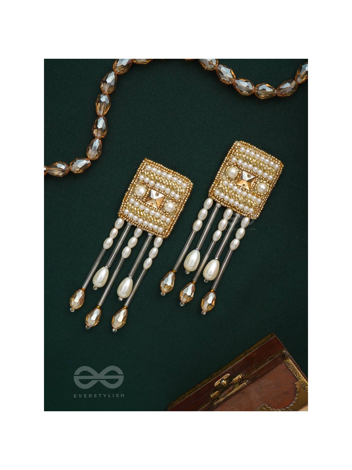 Sthagika- The Adorned Box- Pearls, Stones & Beads Embroidered Earrings