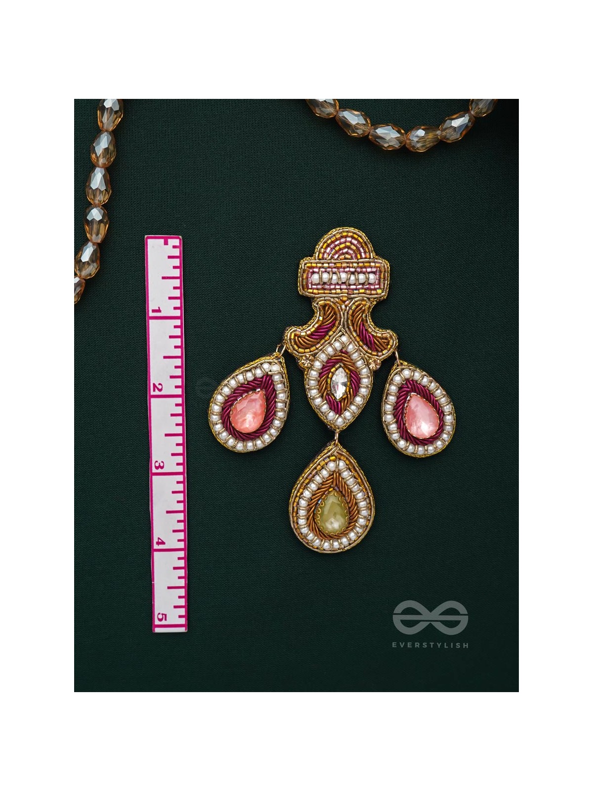 Adhiruh - The Enchanted Throne - Beads, Dabka And Stones Hand Embroidered Earrings