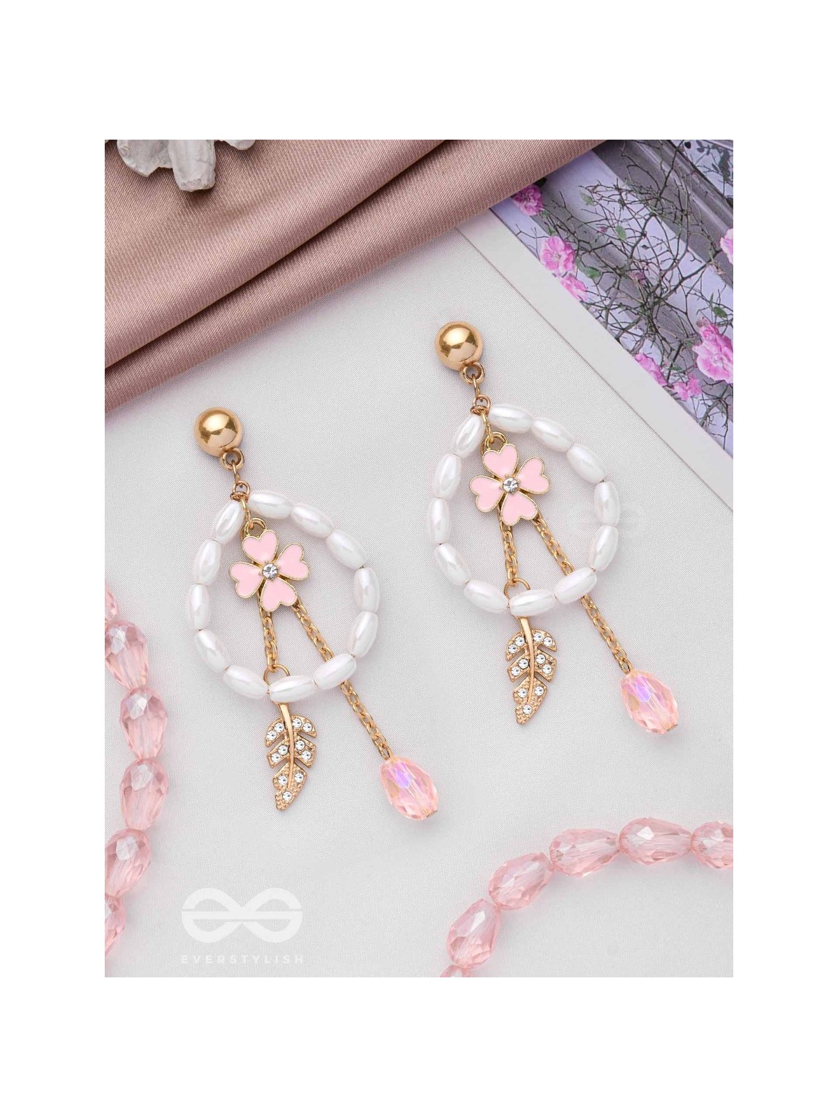 The Blooming Trail- Golden Pearl Earrings