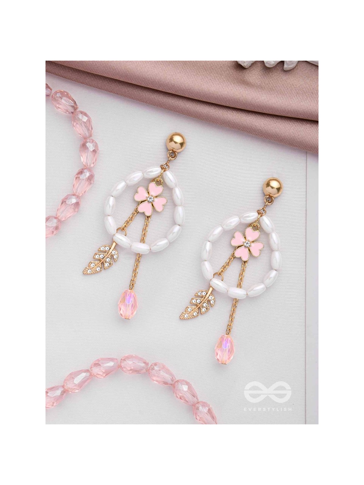 The Blooming Trail- Golden Pearl Earrings