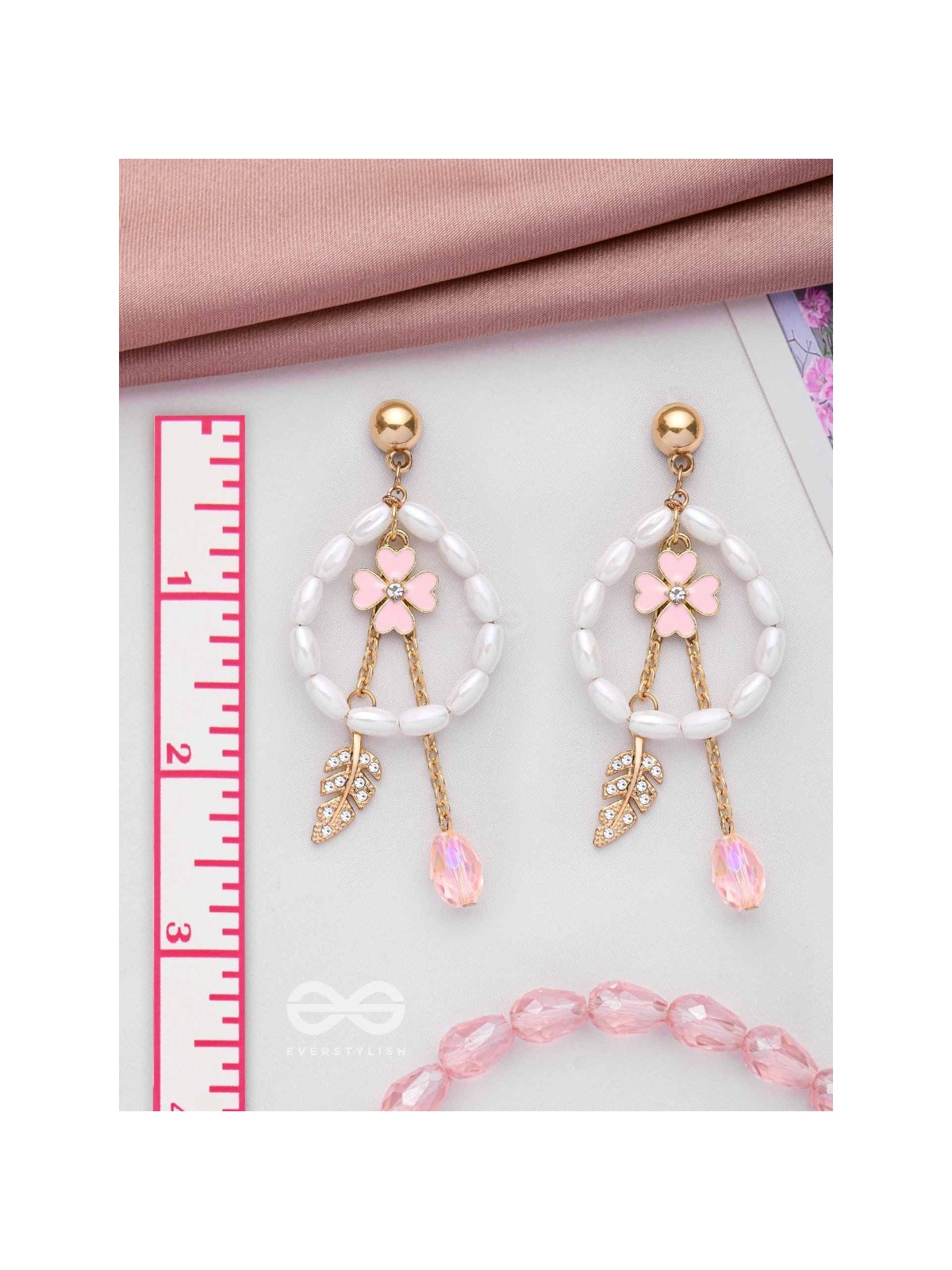 The Blooming Trail- Golden Pearl Earrings