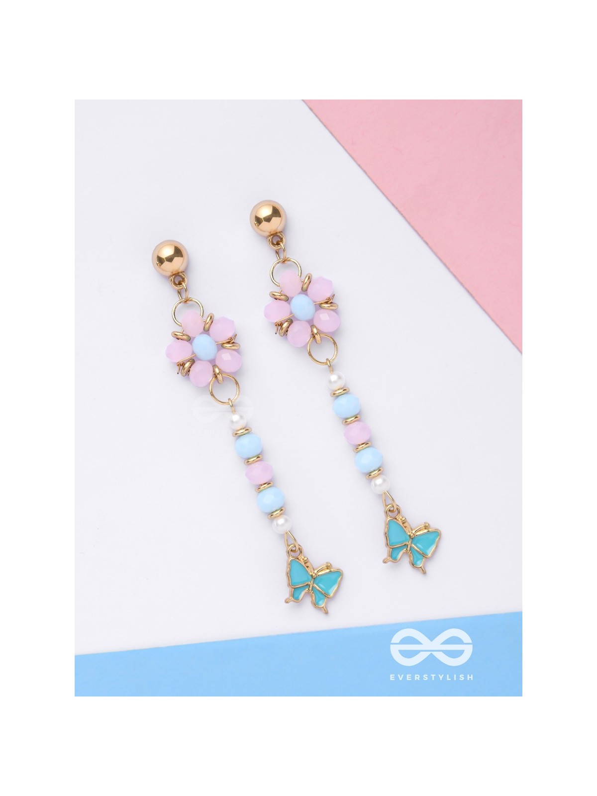 The Hovering Butterfly - Golden Embellished Earrings