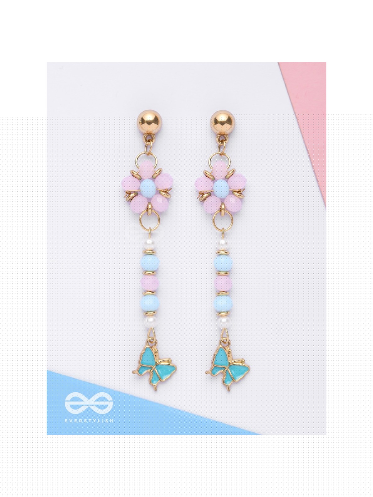 The Hovering Butterfly - Golden Embellished Earrings