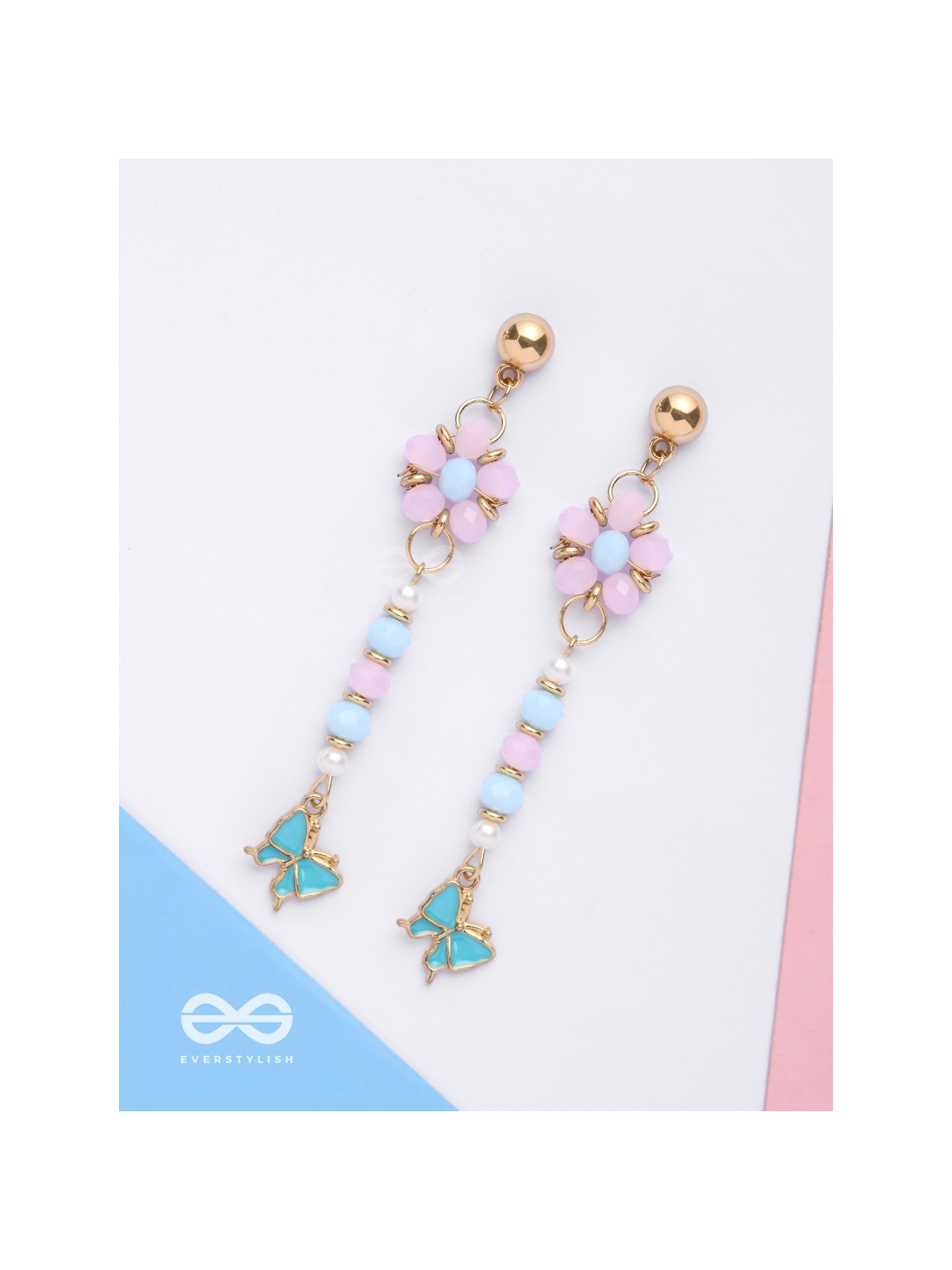 The Hovering Butterfly - Golden Embellished Earrings