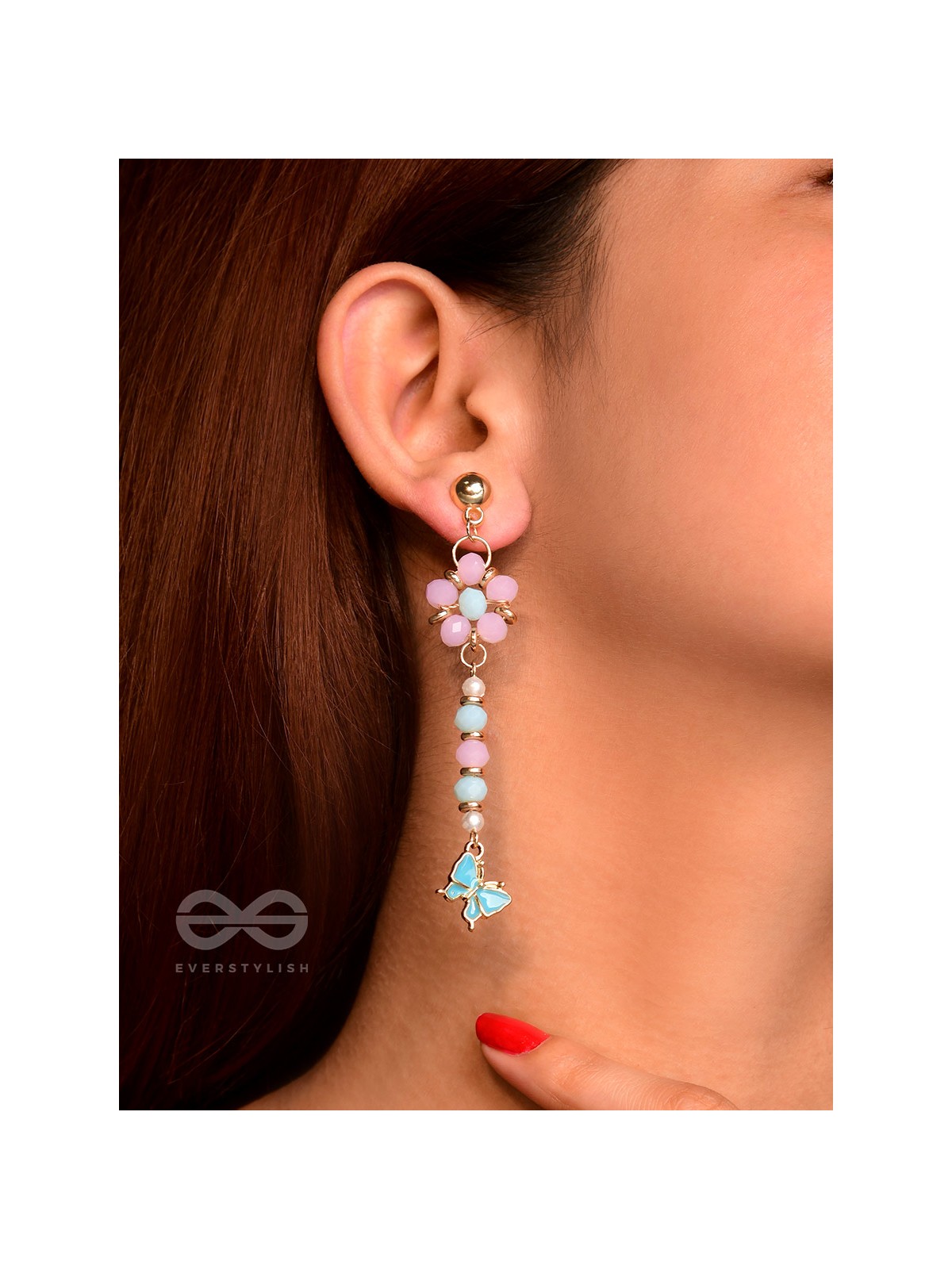 The Hovering Butterfly - Golden Embellished Earrings