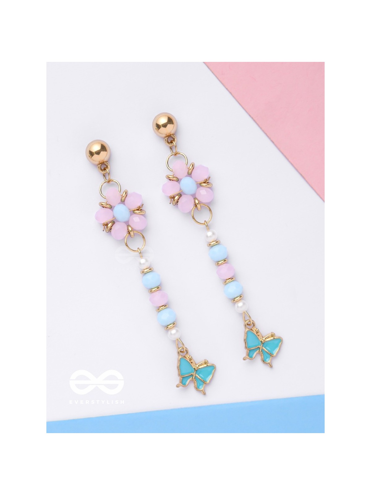 The Hovering Butterfly - Golden Embellished Earrings