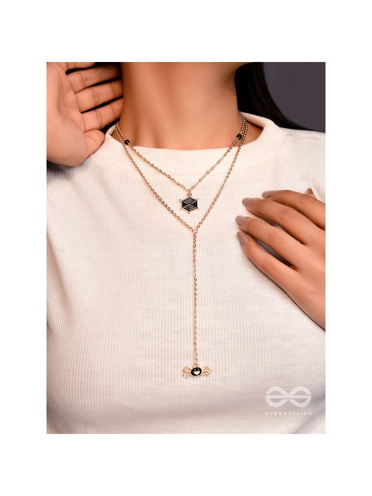 The Bewitching Spider- Golden Layered Spider Necklace With Anti-Tarnish Coating 