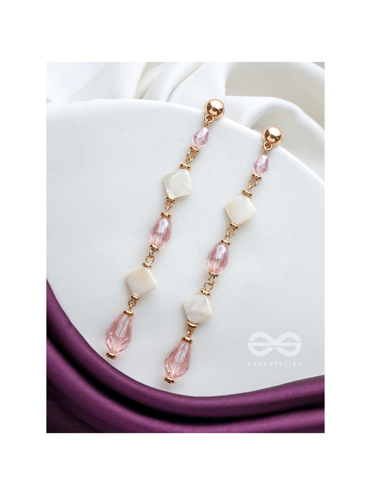 The Glossy Rosevine- Golden Embellished Earrings