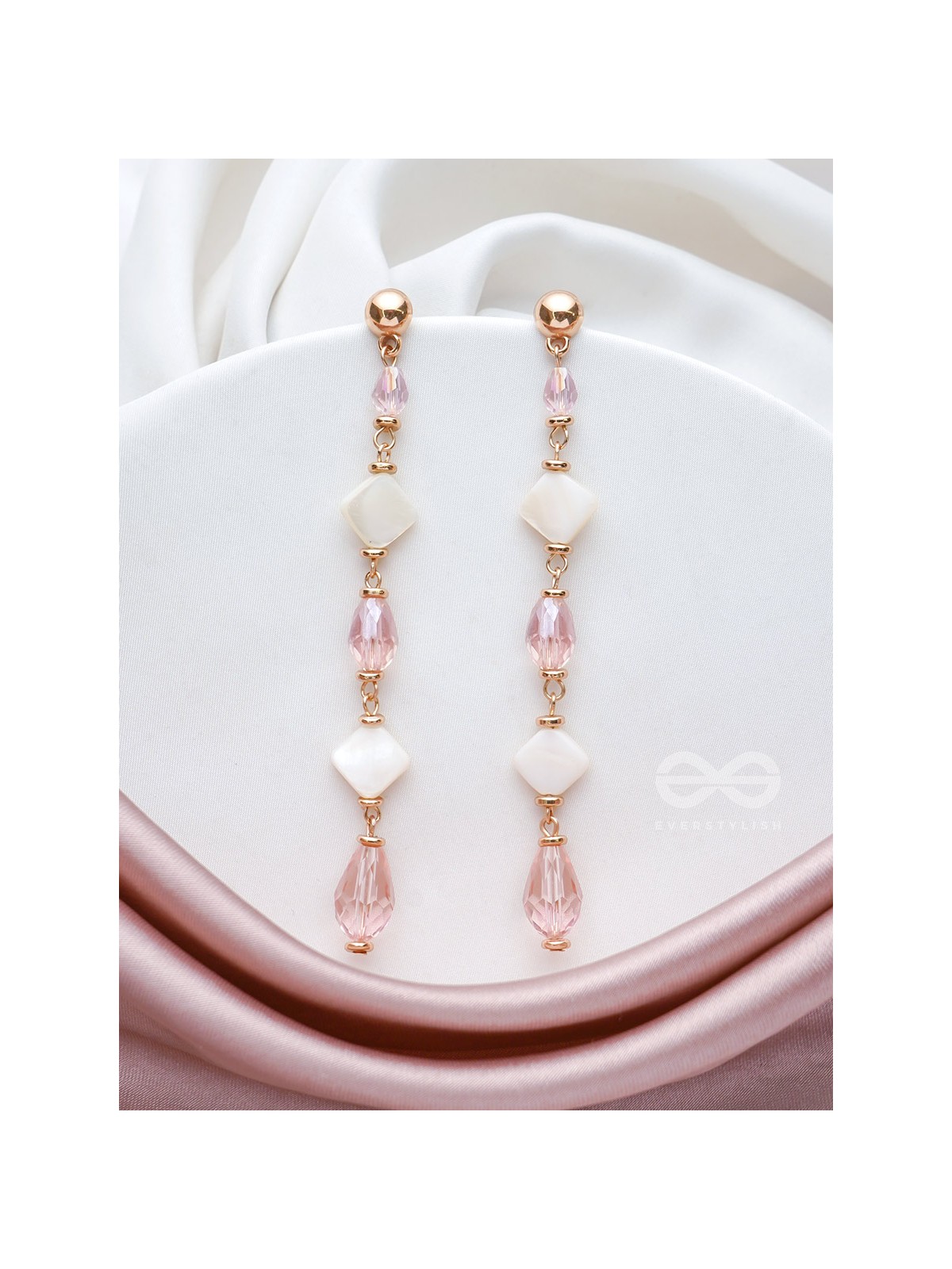 The Glossy Rosevine- Golden Embellished Earrings