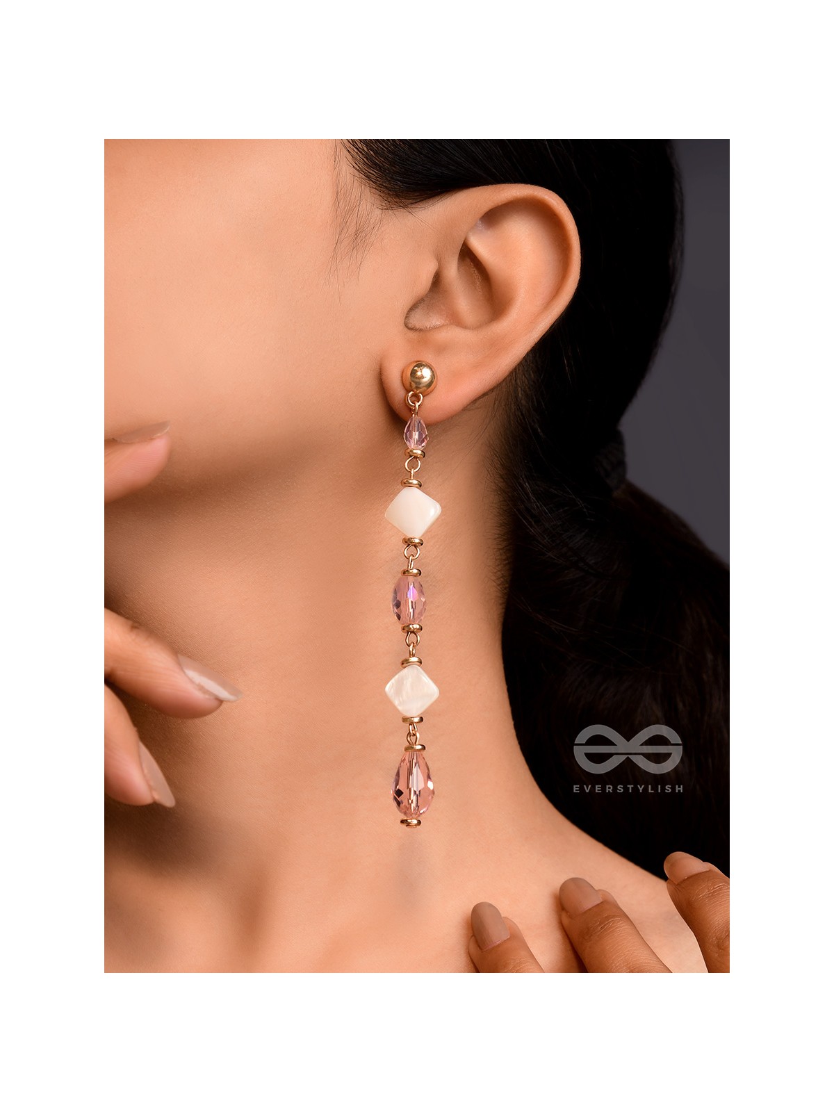 The Glossy Rosevine- Golden Embellished Earrings