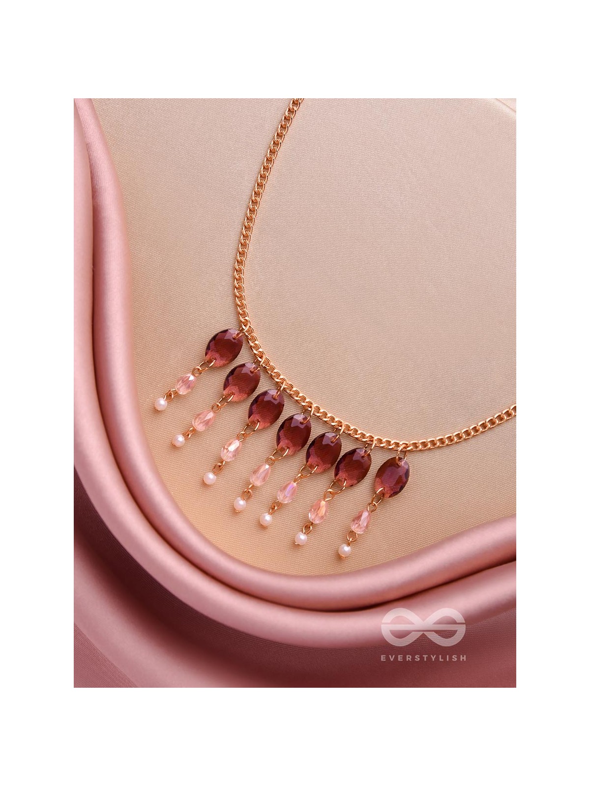 Pink It Up - Golden Embellished Necklace With Anti-Tarnish Coating 