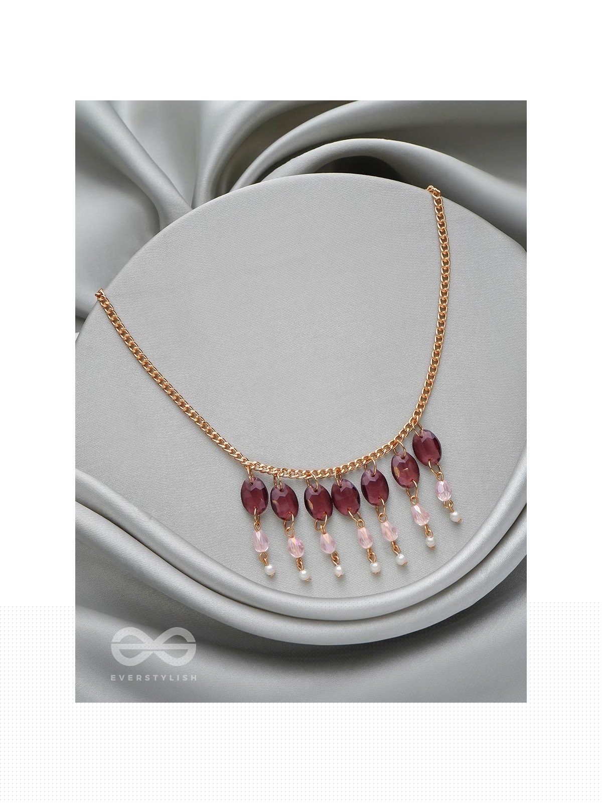 Pink It Up - Golden Embellished Necklace With Anti-Tarnish Coating 