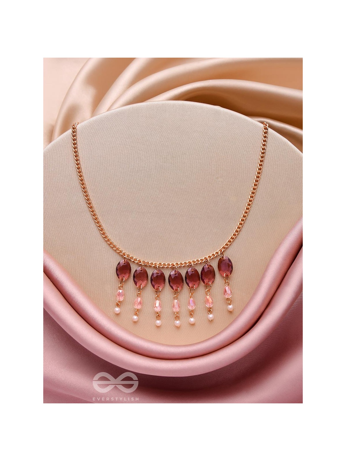 Pink It Up - Golden Embellished Necklace With Anti-Tarnish Coating 