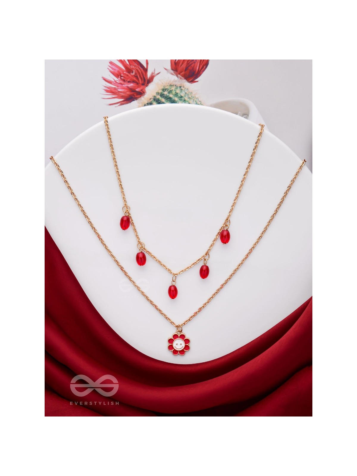 The Scarlet Sun- Golden Embellished Necklace With Anti-Tarnish Coating 